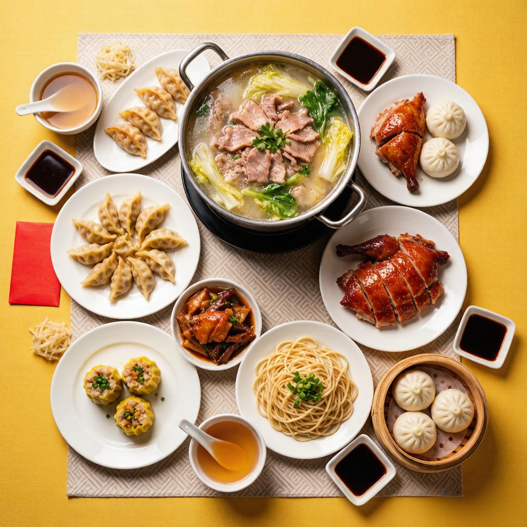 Chinese food spread