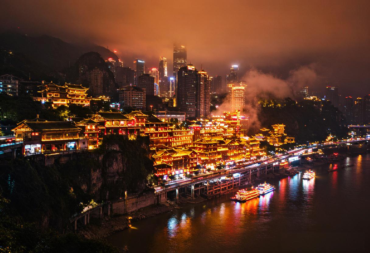 Hongyadong, Chongqing at night