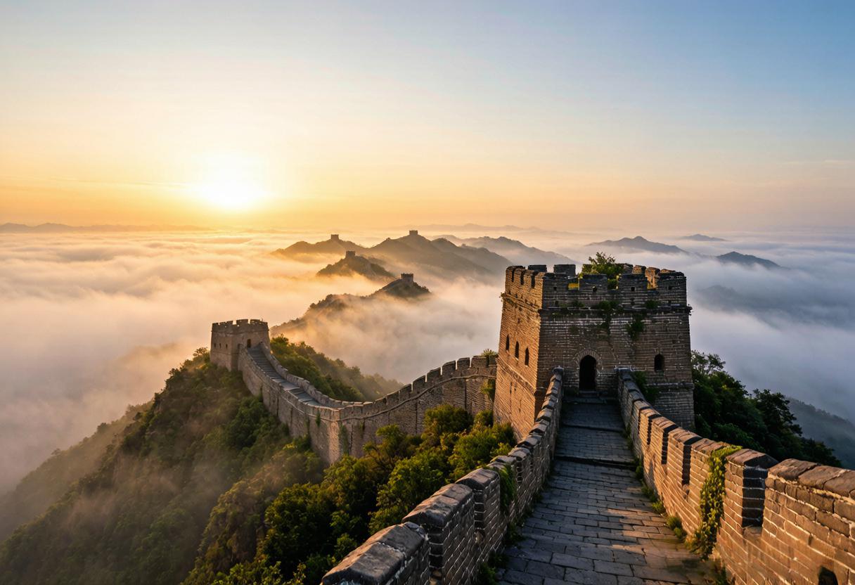 Great Wall of China at sunrise